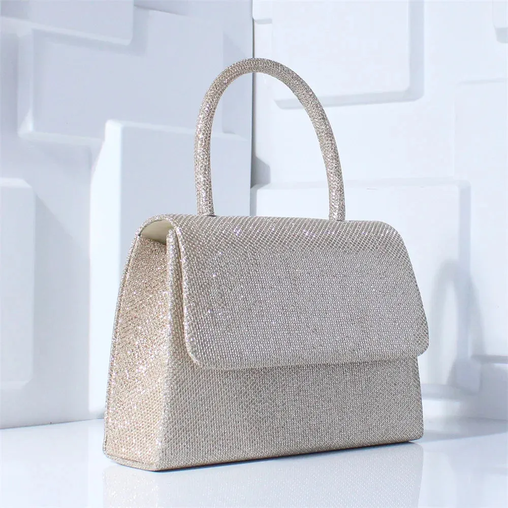 Silver Silk Evening Clutch Shoulder Bag