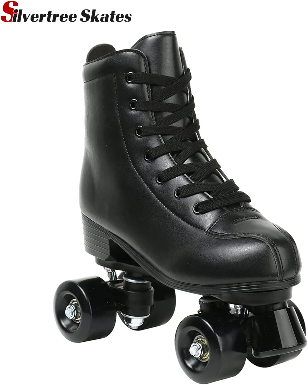 Silvertree Women's High-Top Shiny Roller Skates With Carry Bag - Leather, Four Wheels