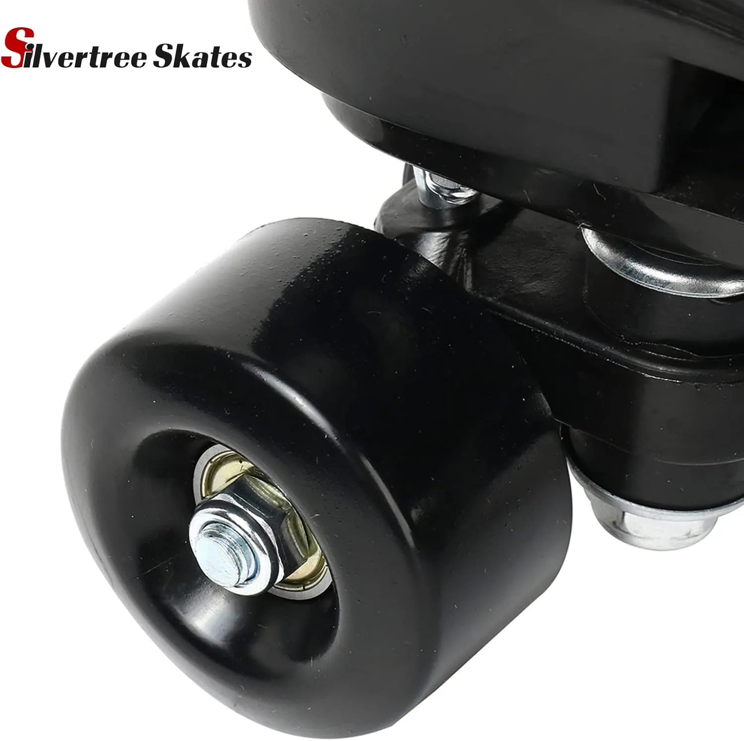 Silvertree Women's High-Top Shiny Roller Skates With Carry Bag - Leather, Four Wheels