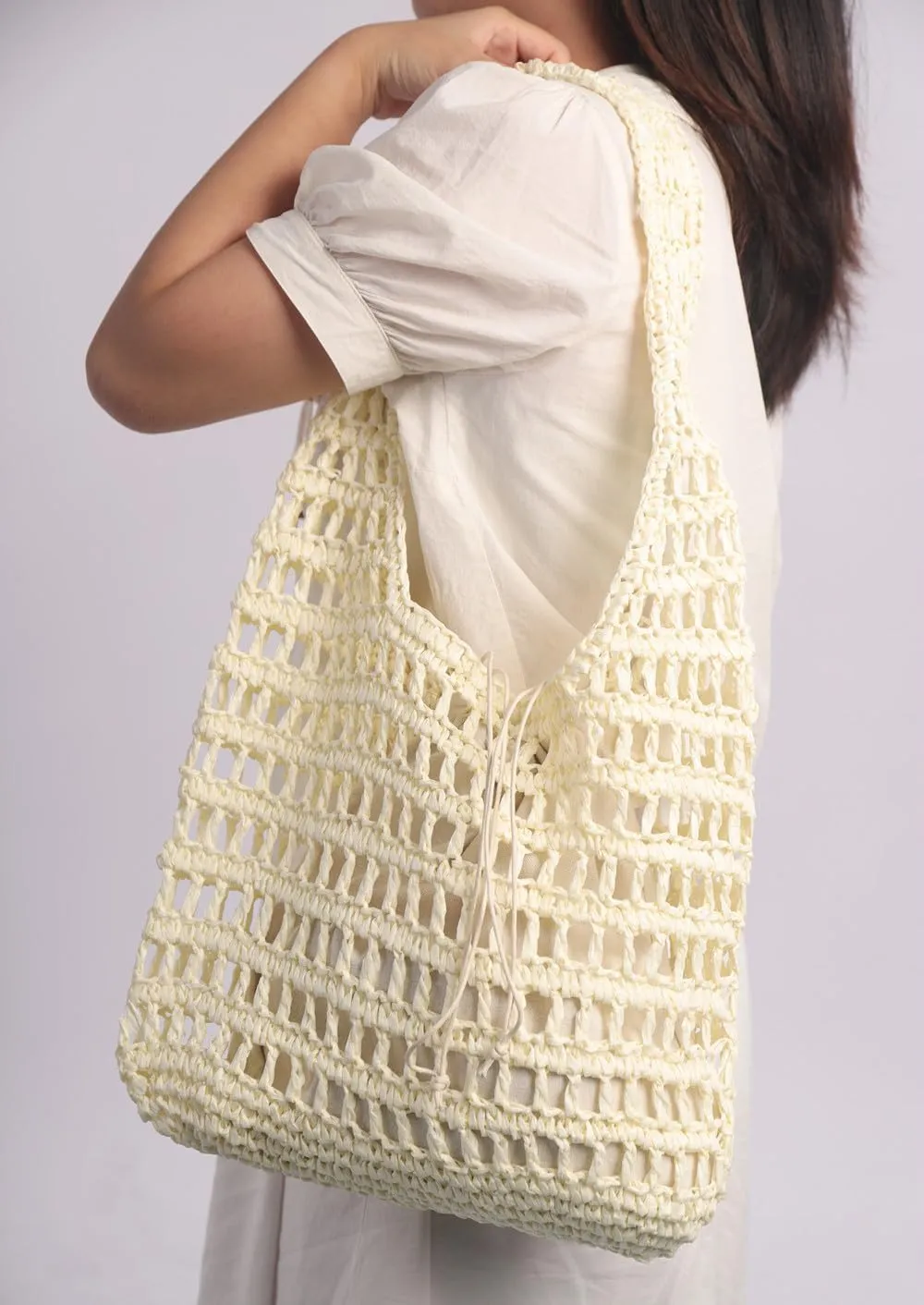 Sither Crochet Bags for Women Summer Beach Mesh Bag Plastic Handbags Knit Hollow Hobo Bag for Gift
