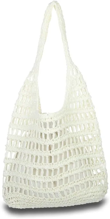Sither Crochet Bags for Women Summer Beach Mesh Bag Plastic Handbags Knit Hollow Hobo Bag for Gift