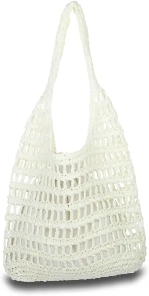 Sither Crochet Bags for Women Summer Beach Mesh Bag Plastic Handbags Knit Hollow Hobo Bag for Gift