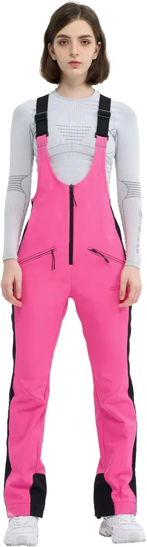 Ski Bib Pants for Women Snow Skinny Overalls Soft Shell Slim Fit Fitted Snowboard Suspenders Waterproof Warm