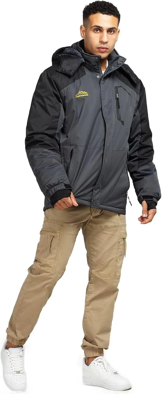 Ski Jacket with Hood for Men Waterproof Snow Winter Coat