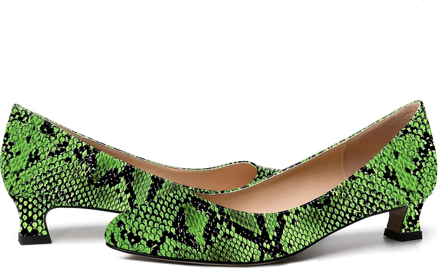 SKYSTERRY Women's Office Kitten Round Toe Slip On Patent Spool Low Heel Pumps Office Dress Shoes 1.5 Inch