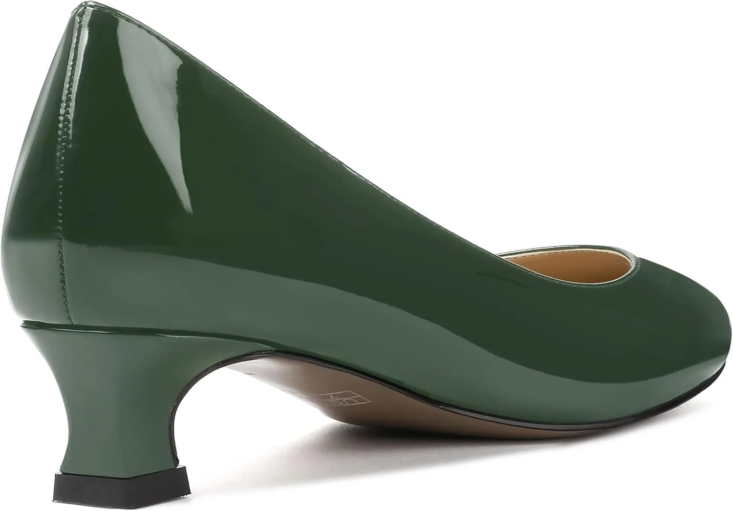SKYSTERRY Women's Office Kitten Round Toe Slip On Patent Spool Low Heel Pumps Office Dress Shoes 1.5 Inch