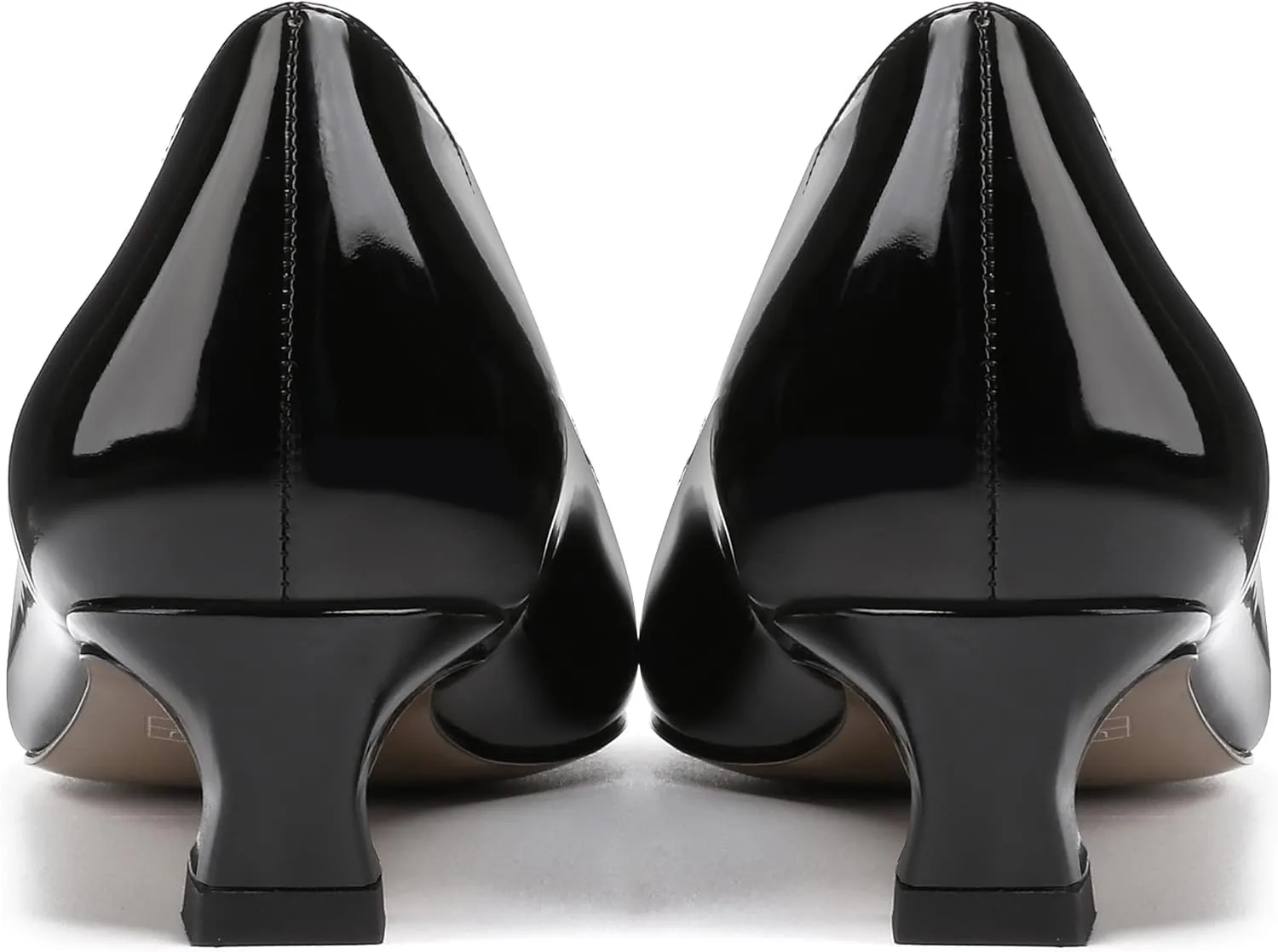 SKYSTERRY Women's Office Kitten Round Toe Slip On Patent Spool Low Heel Pumps Office Dress Shoes 1.5 Inch