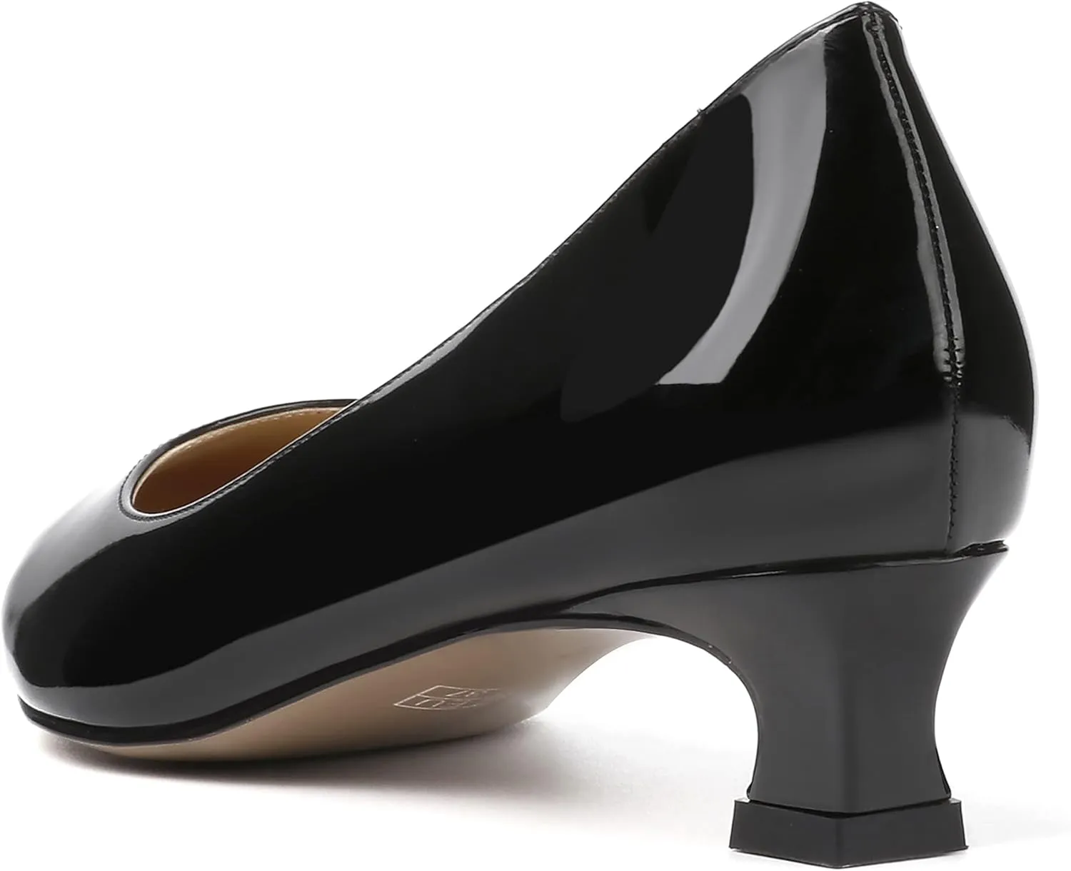 SKYSTERRY Women's Office Kitten Round Toe Slip On Patent Spool Low Heel Pumps Office Dress Shoes 1.5 Inch