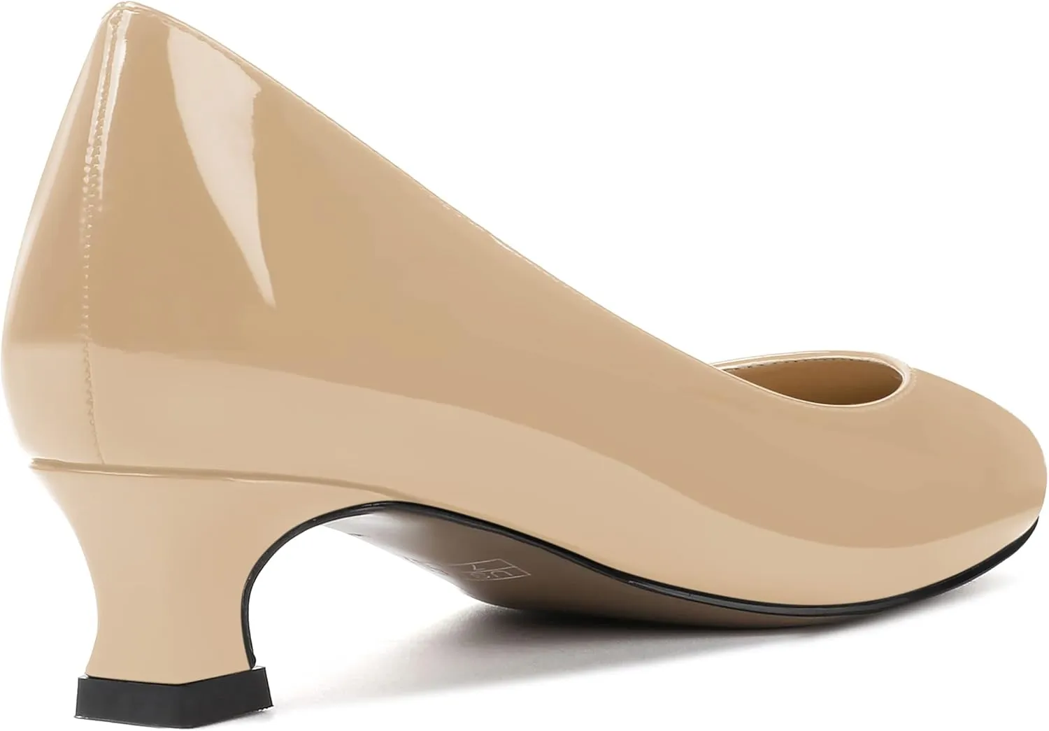 SKYSTERRY Women's Office Kitten Round Toe Slip On Patent Spool Low Heel Pumps Office Dress Shoes 1.5 Inch
