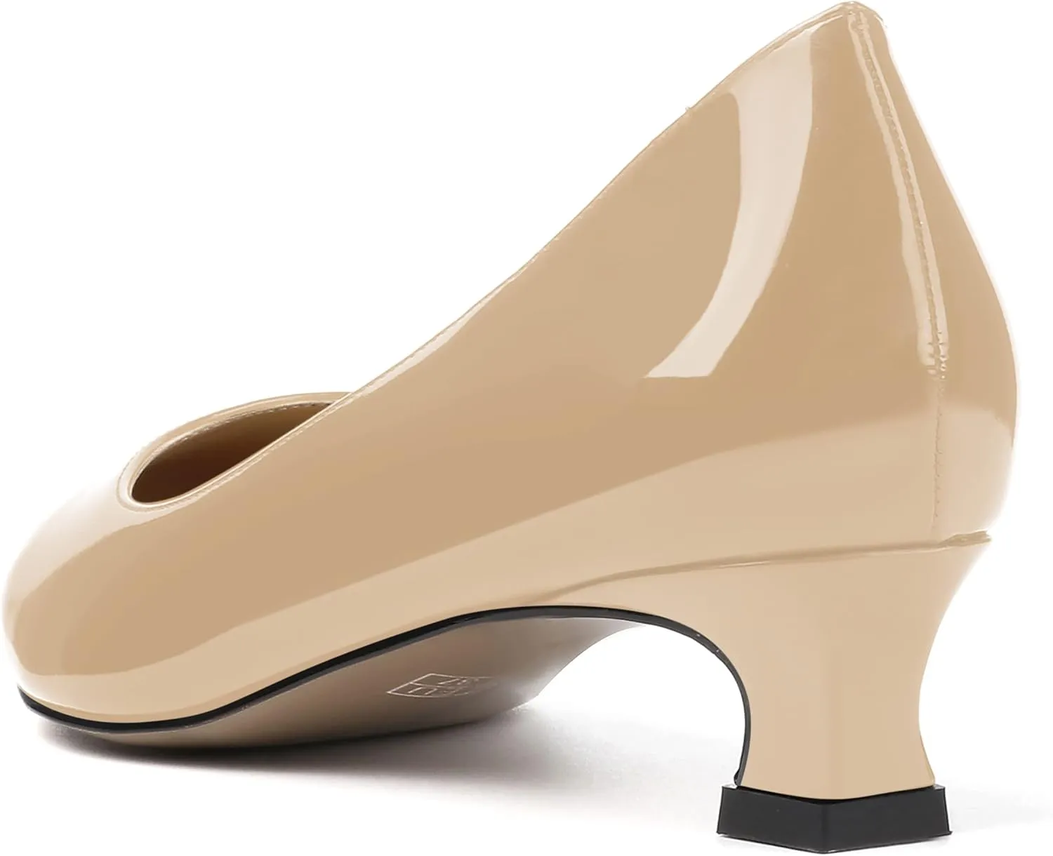 SKYSTERRY Women's Office Kitten Round Toe Slip On Patent Spool Low Heel Pumps Office Dress Shoes 1.5 Inch
