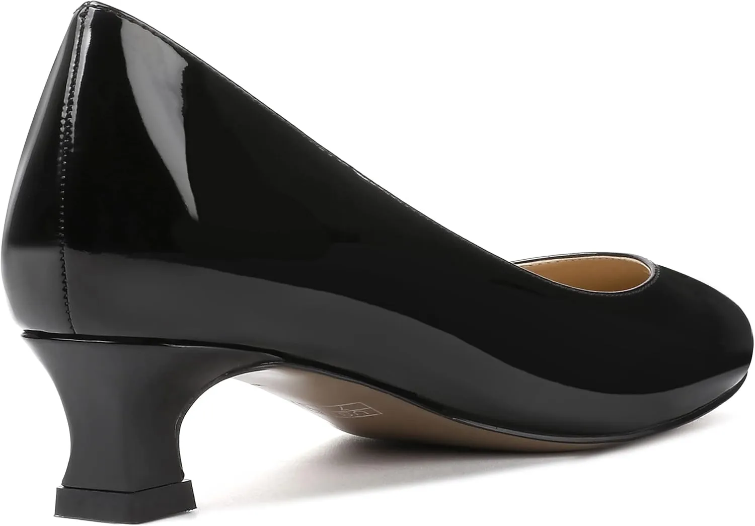 SKYSTERRY Women's Office Kitten Round Toe Slip On Patent Spool Low Heel Pumps Office Dress Shoes 1.5 Inch