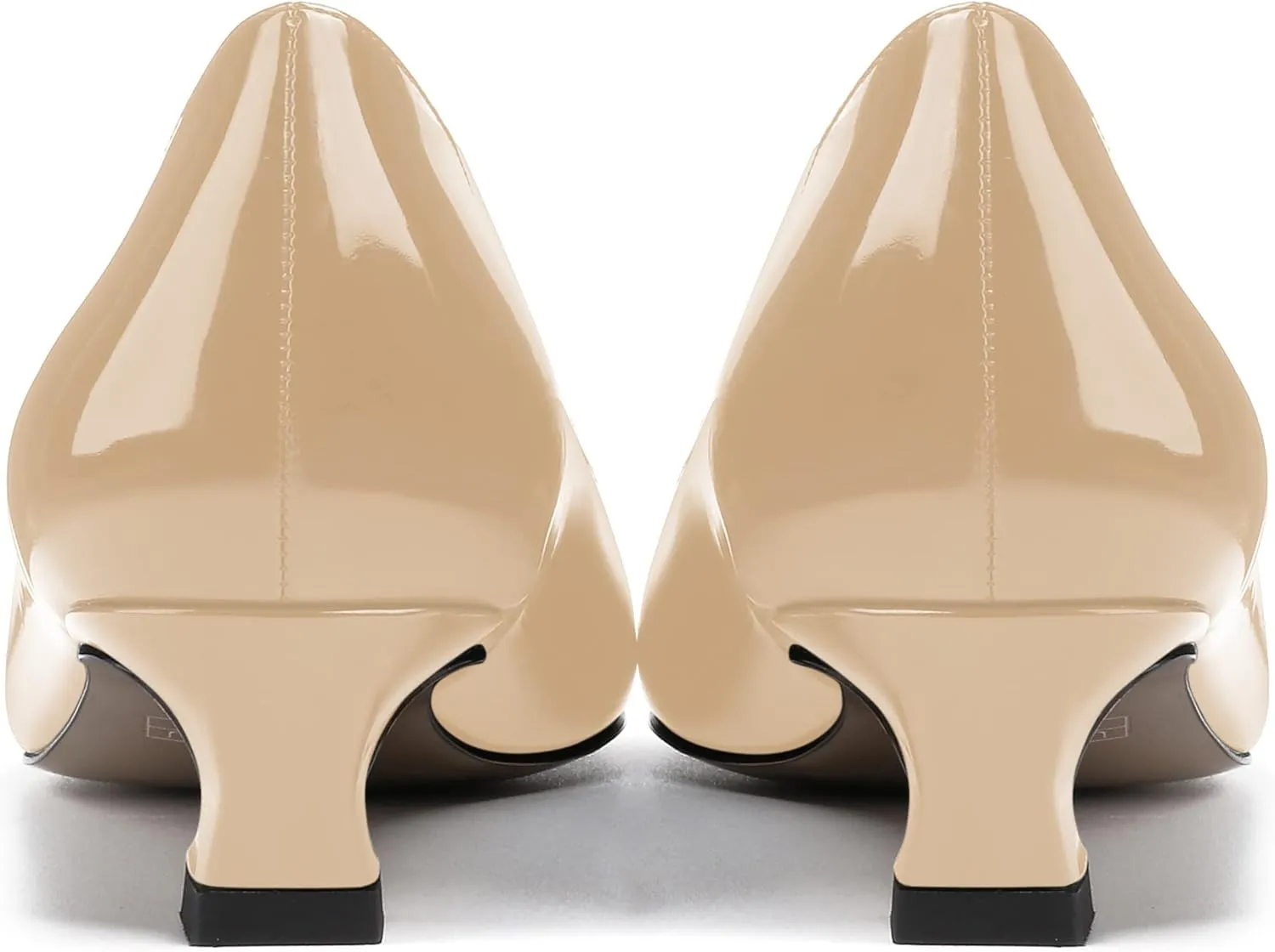 SKYSTERRY Women's Office Kitten Round Toe Slip On Patent Spool Low Heel Pumps Office Dress Shoes 1.5 Inch