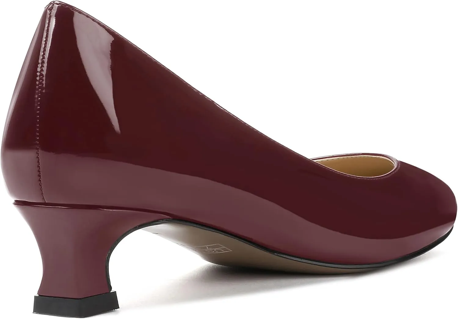 SKYSTERRY Women's Office Kitten Round Toe Slip On Patent Spool Low Heel Pumps Office Dress Shoes 1.5 Inch