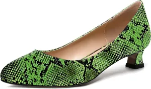 SKYSTERRY Women's Office Kitten Round Toe Slip On Patent Spool Low Heel Pumps Office Dress Shoes 1.5 Inch