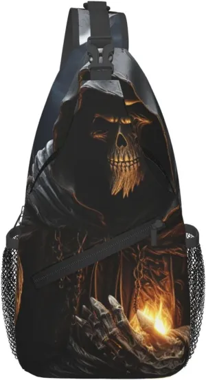 Sling Bags for Women Men Grim-Reaper Sling Backpack Adjustable Belt Bum Bags Fanny Pack for Travel Sports Running Hiking Waist Packs