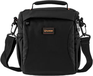 SLINGER Alpine 140 Multi-Device Shoulder Bag, Camera Bag, Customizable, Portable, Fits Mirrorless with 17-85mm Attached Lens, Compact Drone, Flash, Black