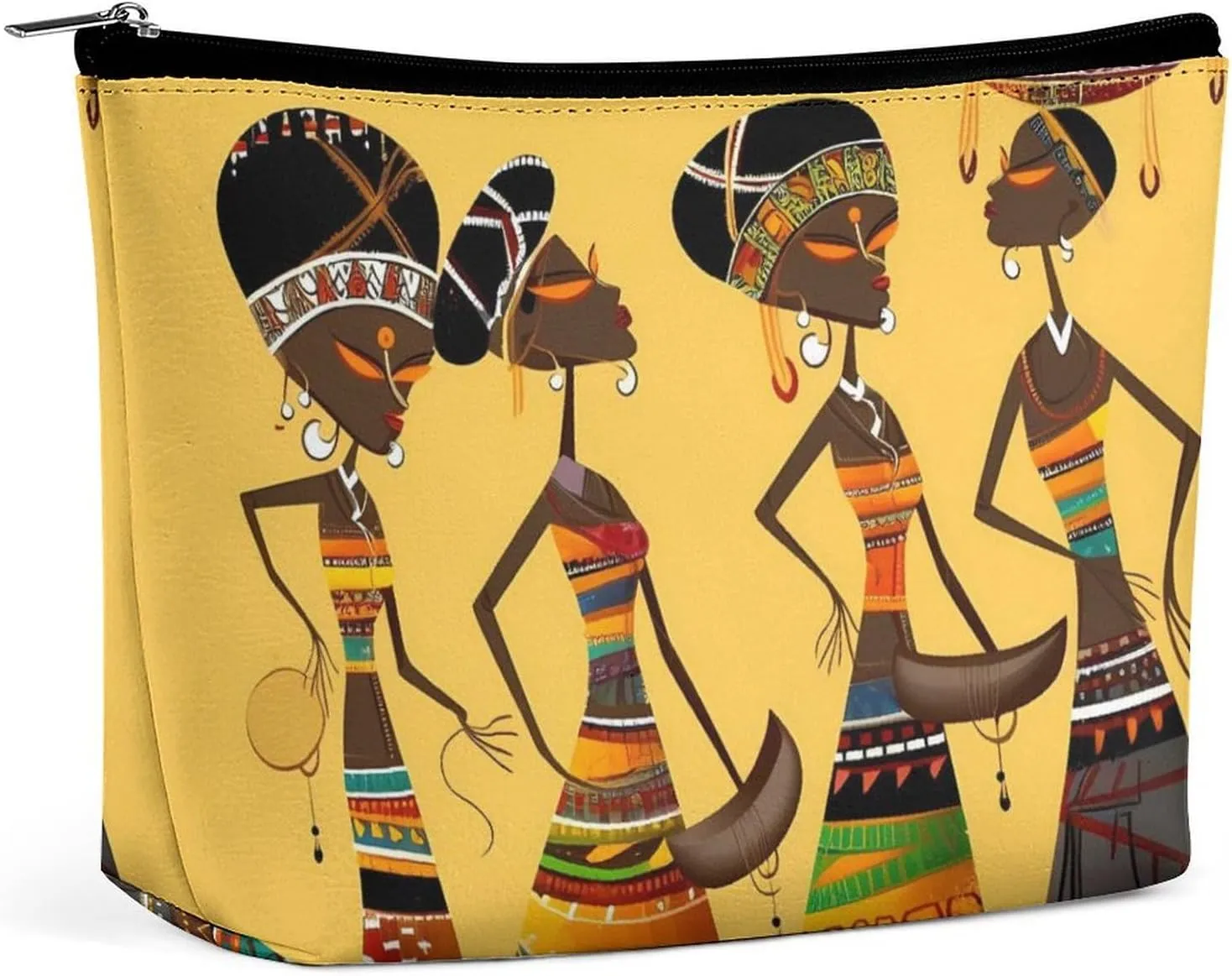 Small Cosmetic Bag Elegant Roomy Creative African Culture Makeup Bags Portable Zipper Pouch Lipstick Bag Travel Toiletry Bag for Best Friend Gift