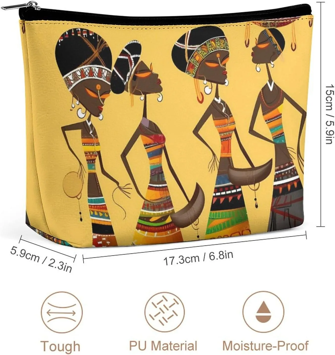 Small Cosmetic Bag Elegant Roomy Creative African Culture Makeup Bags Portable Zipper Pouch Lipstick Bag Travel Toiletry Bag for Best Friend Gift