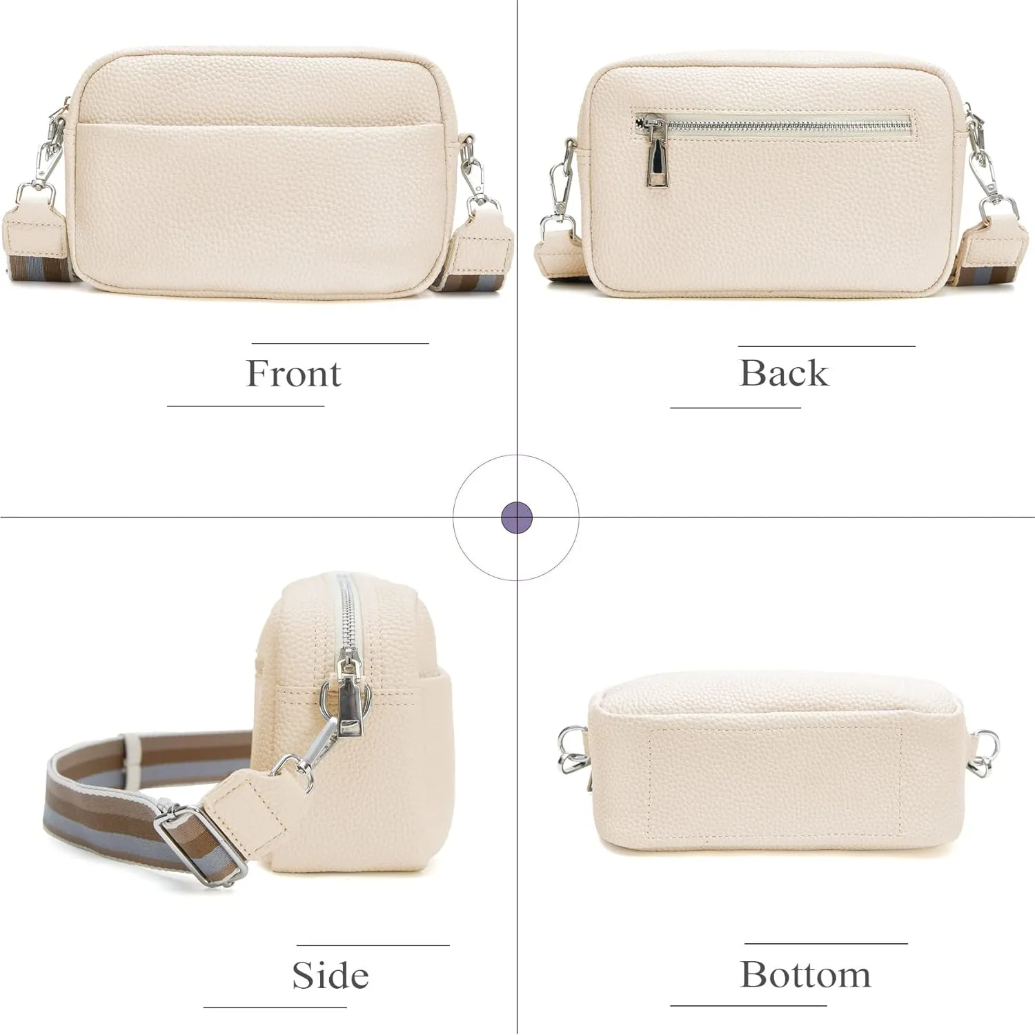 Small Crossbody Bag with Wide Guitar Strap Camera Purse Shoulder Handbag Satchel