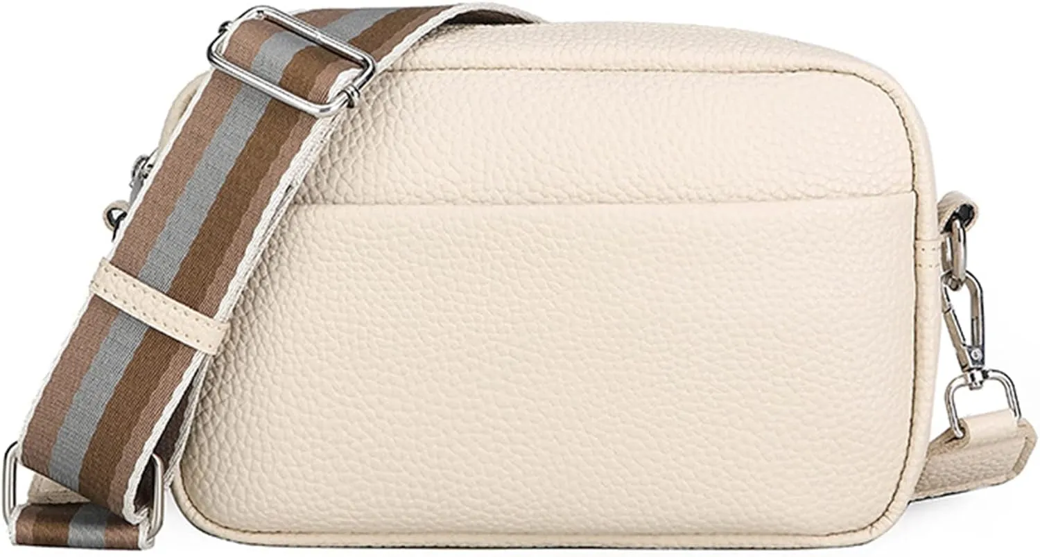 Small Crossbody Bag with Wide Guitar Strap Camera Purse Shoulder Handbag Satchel