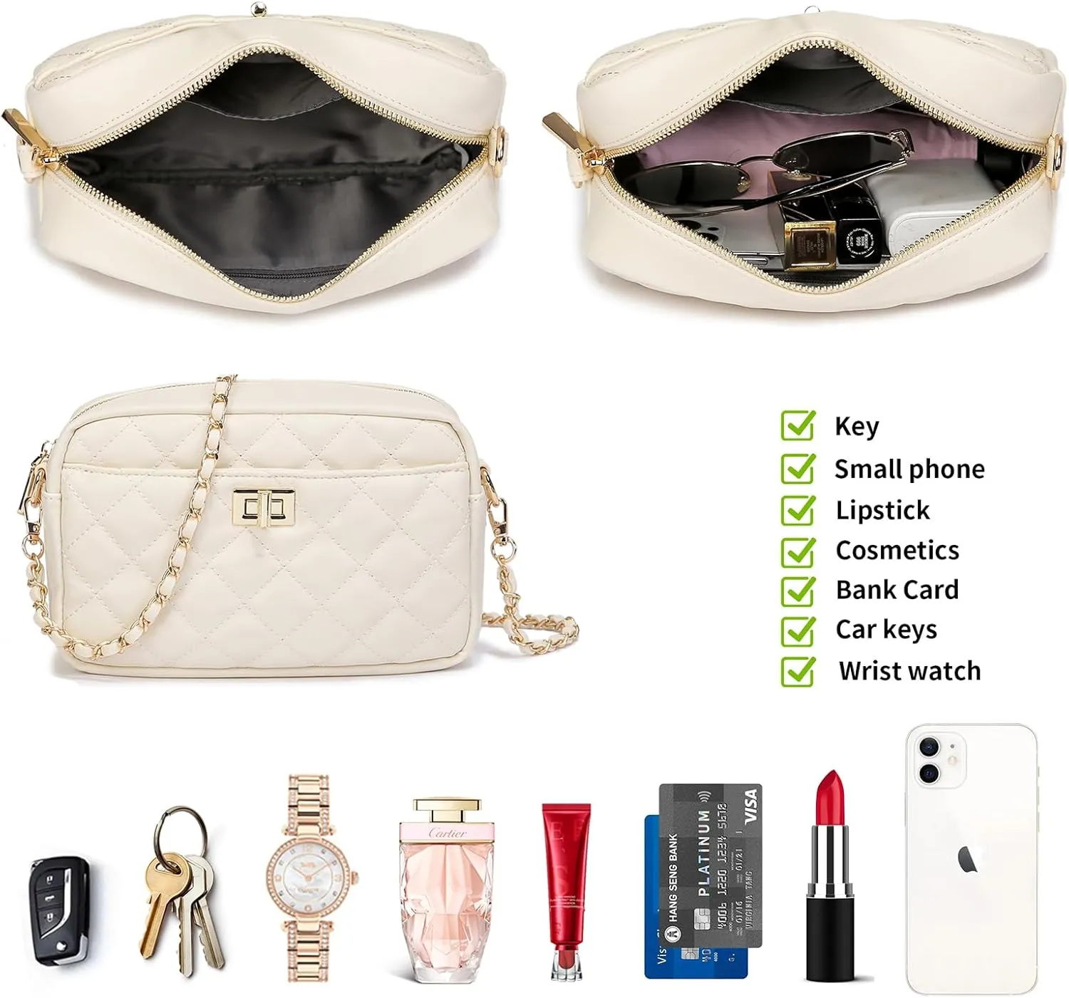 Small Crossbody Bag with Wide Guitar Strap Camera Purse Shoulder Handbag Satchel