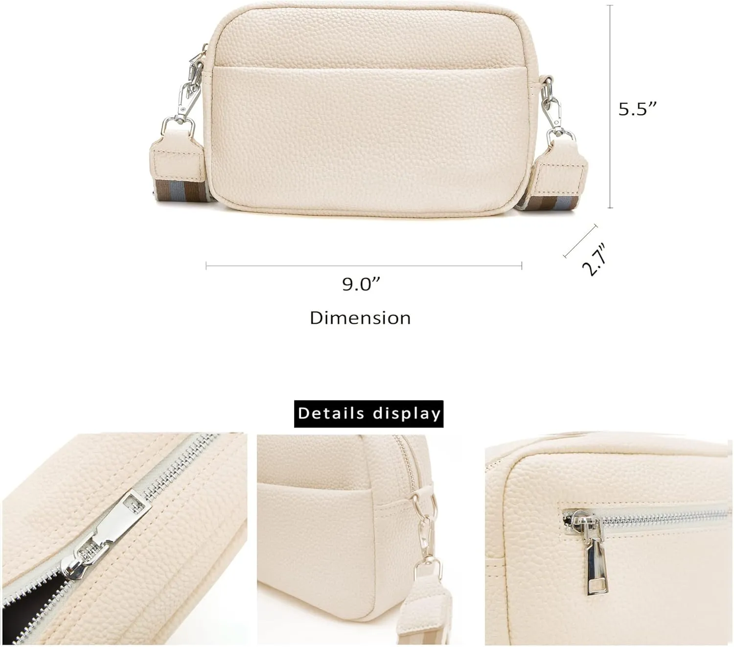 Small Crossbody Bag with Wide Guitar Strap Camera Purse Shoulder Handbag Satchel