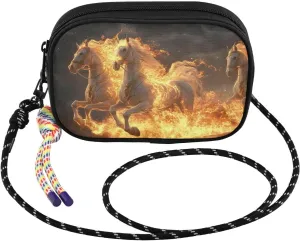 Small Crossbody Bags Horse Flame White for Women Cell Phone Purses Women's Shoulder Handbag Wallet Purse