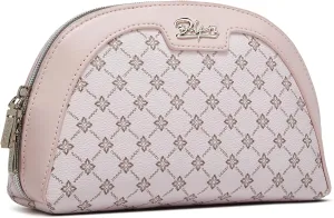 Small Makeup Bag for Purse Cosmetic Bag: Checkered Make up Bag for Women - Cute Preppy Skincare Bags for Evening - Waterproof Travel Pouch for Toiletry Organizer with Mirror & Zipper(012-Pink)