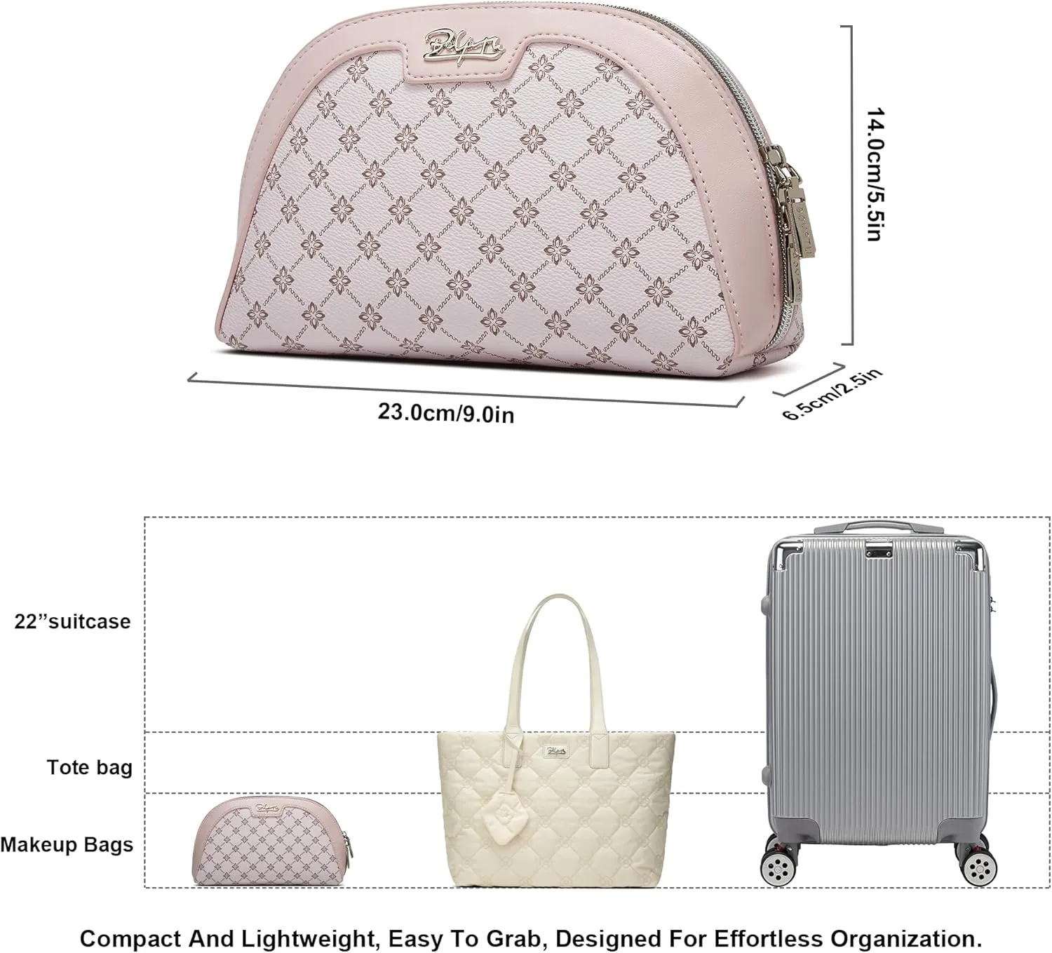 Small Makeup Bag for Purse Cosmetic Bag: Checkered Make up Bag for Women - Cute Preppy Skincare Bags for Evening - Waterproof Travel Pouch for Toiletry Organizer with Mirror & Zipper(012-Pink)