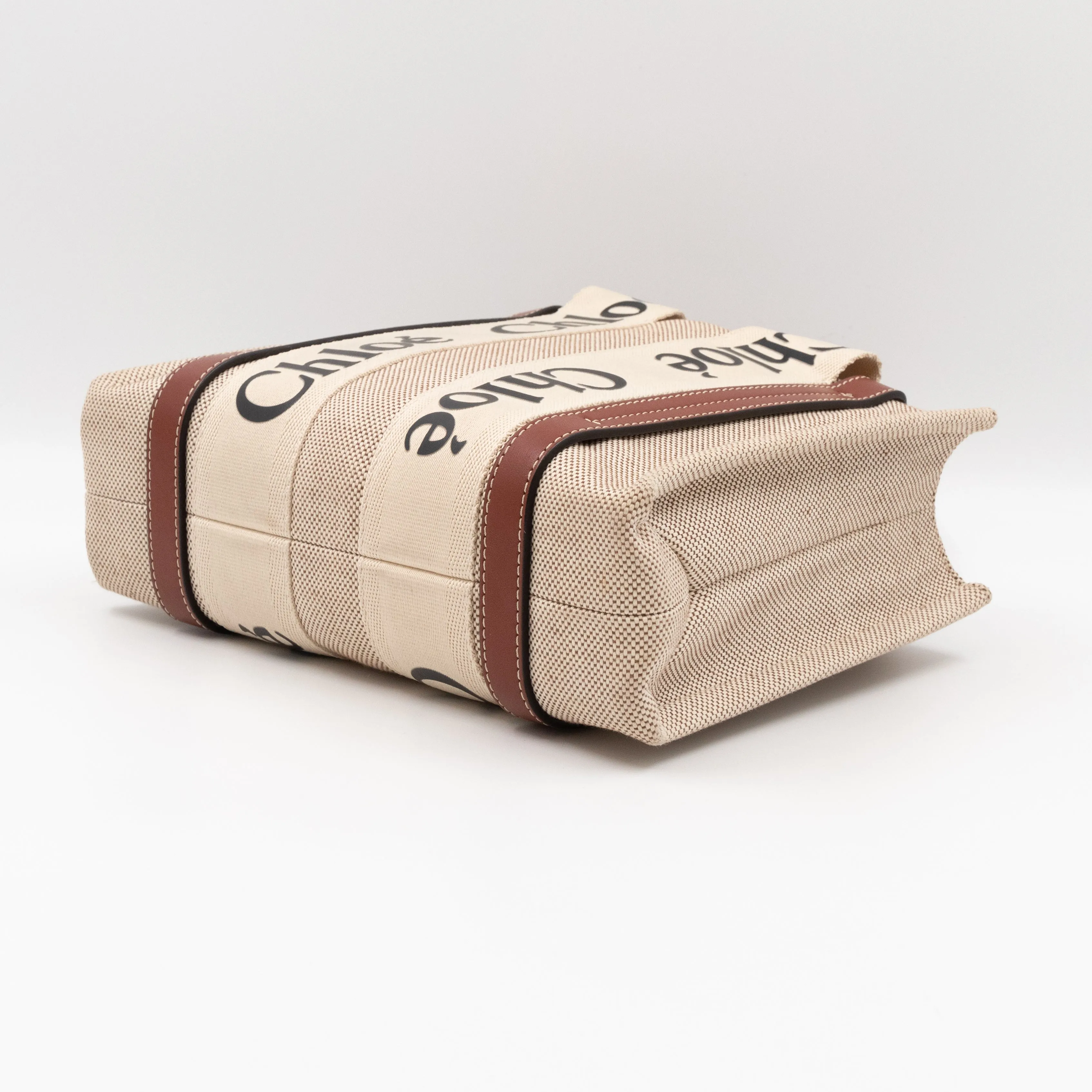 Small Woody Tote Bag Beige Brown