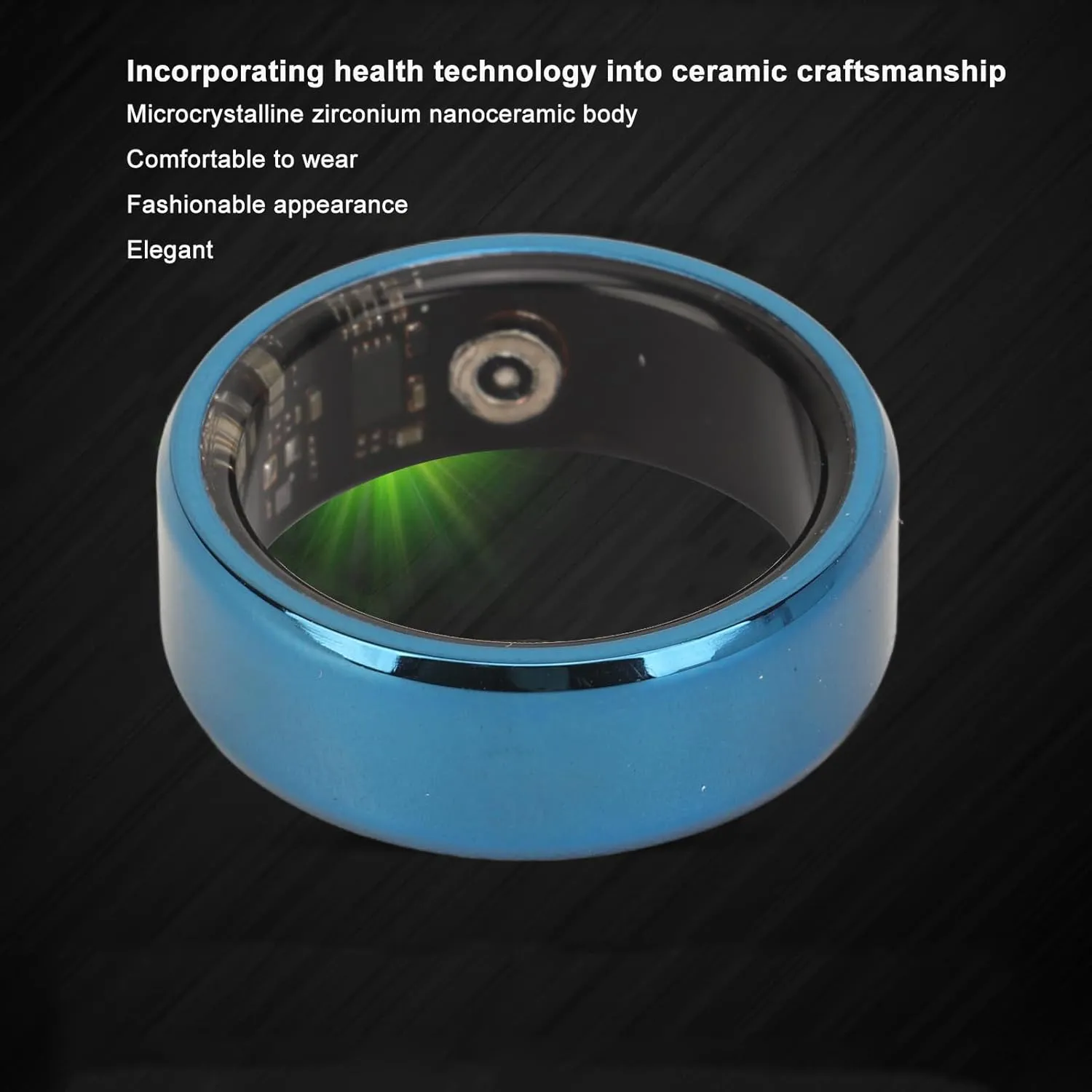 Smart Ring Health, Health Ring to Monitor Fitness Pedometer Sleep Data, Remotely Take Photo, IP68 Smart Health Ring for Men Women, Blue (10)