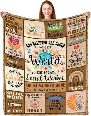 Social Work Gifts, Social Worker Blanket 50"x60", Social Worker Appreciation Gifts, Gifts for Social Work Women, School Social Worker Graduation Gifts for BSW MSW DSW, Social Worker Gifts for Office