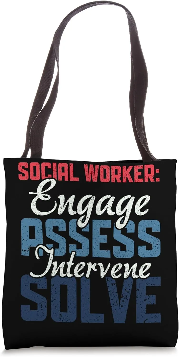 Social Worker: Engage Assess Intervene Solve Tote Bag