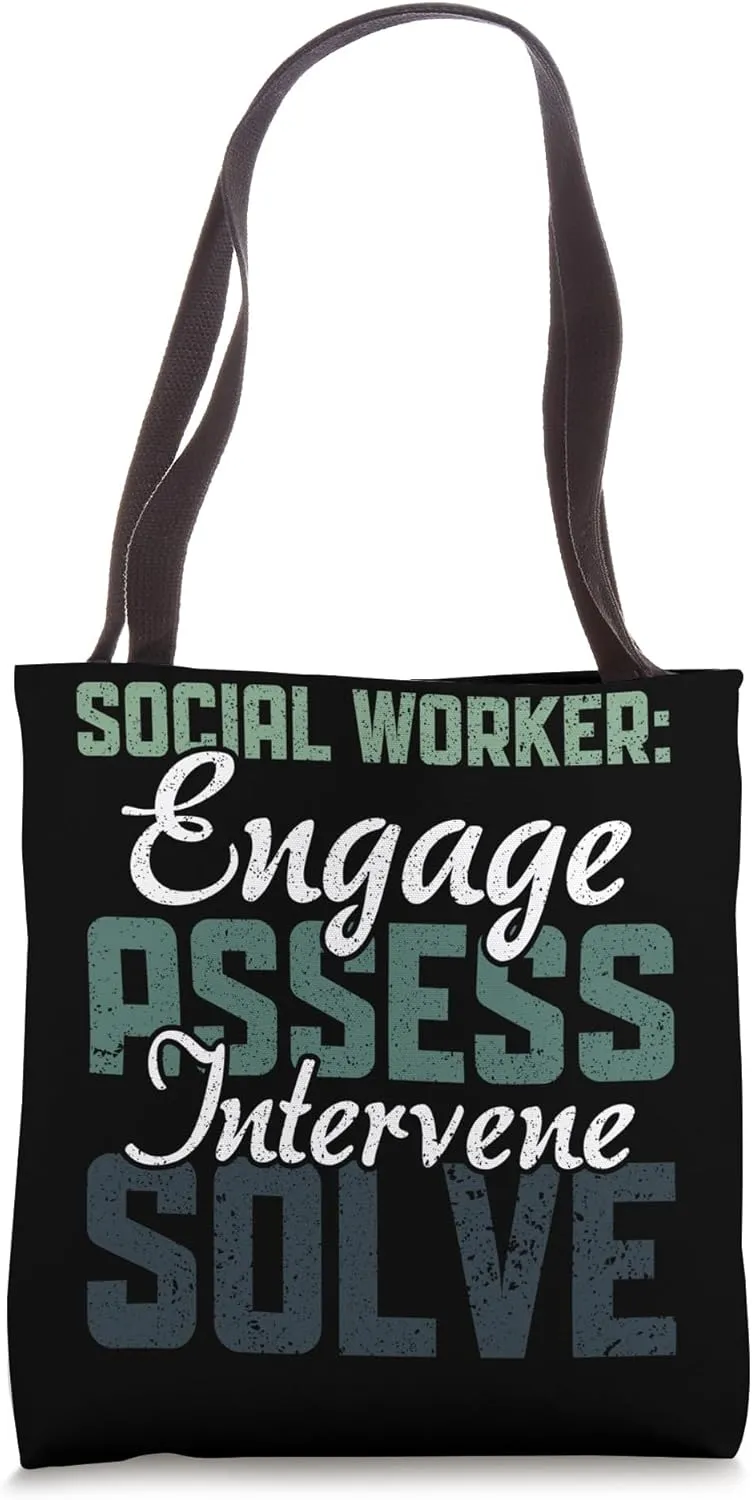 Social Worker: Engage Assess Intervene Solve Tote Bag
