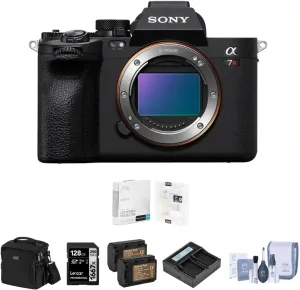 Sony Alpha a7R V Full Frame Mirrorless Digital Camera - Bundle with 128GB SD Card, Shoulder Bag, 2X Extra Battery, Charger, Screen Protector, Cleaning Kit