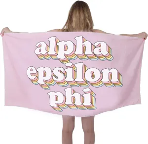 Sorority Shop AEP Beach Towel - Alpha Epsilon Phi Retro Sorority Towel for Beach, Bath and Pool - Trendy, Multipurpose, Extra Large, Lightweight, Cotton Towel for Gifts