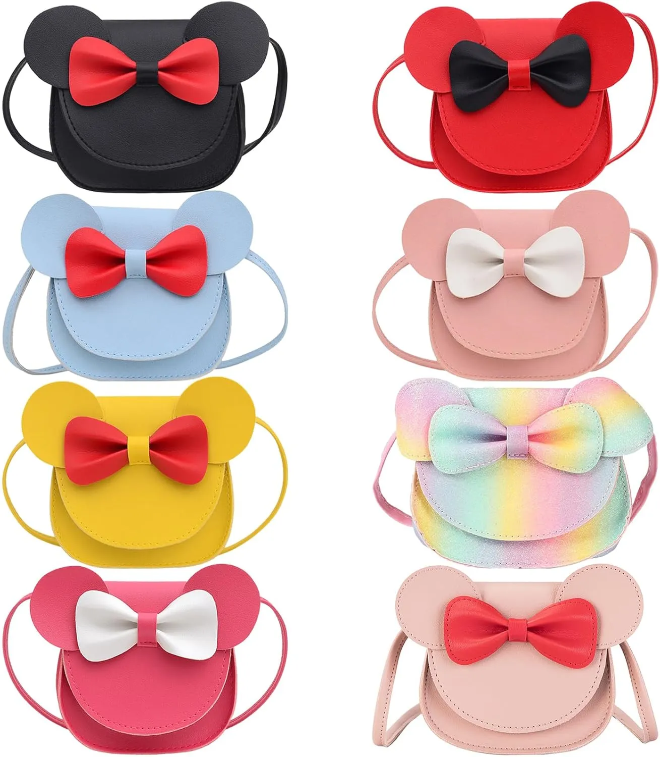 SOTOGO 8 Pieces Little Girls Purses Toddler Crossbody Purse Princess Purses Handbags Cute Girl Wallets Mini Shoulder Crossbody Bags for Kids, 8 Colors