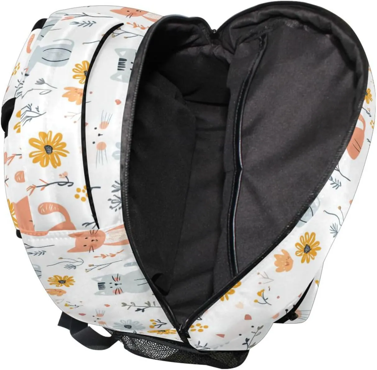 Sport Backpack for Teenager Waterproof Outdoor Backpack with Chest Strap for College Work Cartoon Sweet Cat White