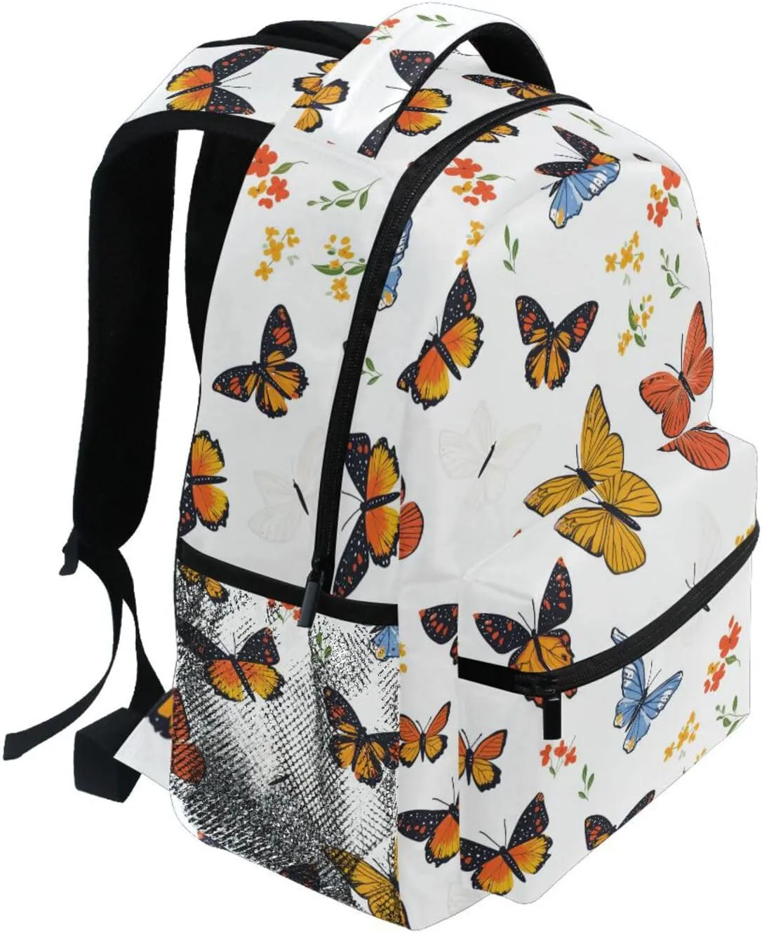 Sport Backpack for Teens Boys Girls Fashion School Book Bag with Chest Strap for College Work Cartoon Cute Butterflies