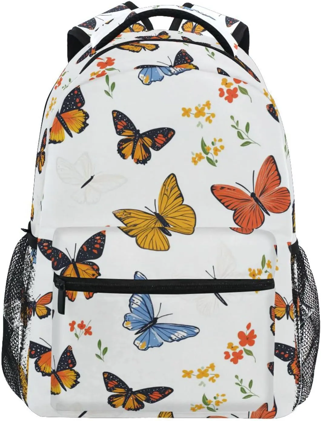 Sport Backpack for Teens Boys Girls Fashion School Book Bag with Chest Strap for College Work Cartoon Cute Butterflies