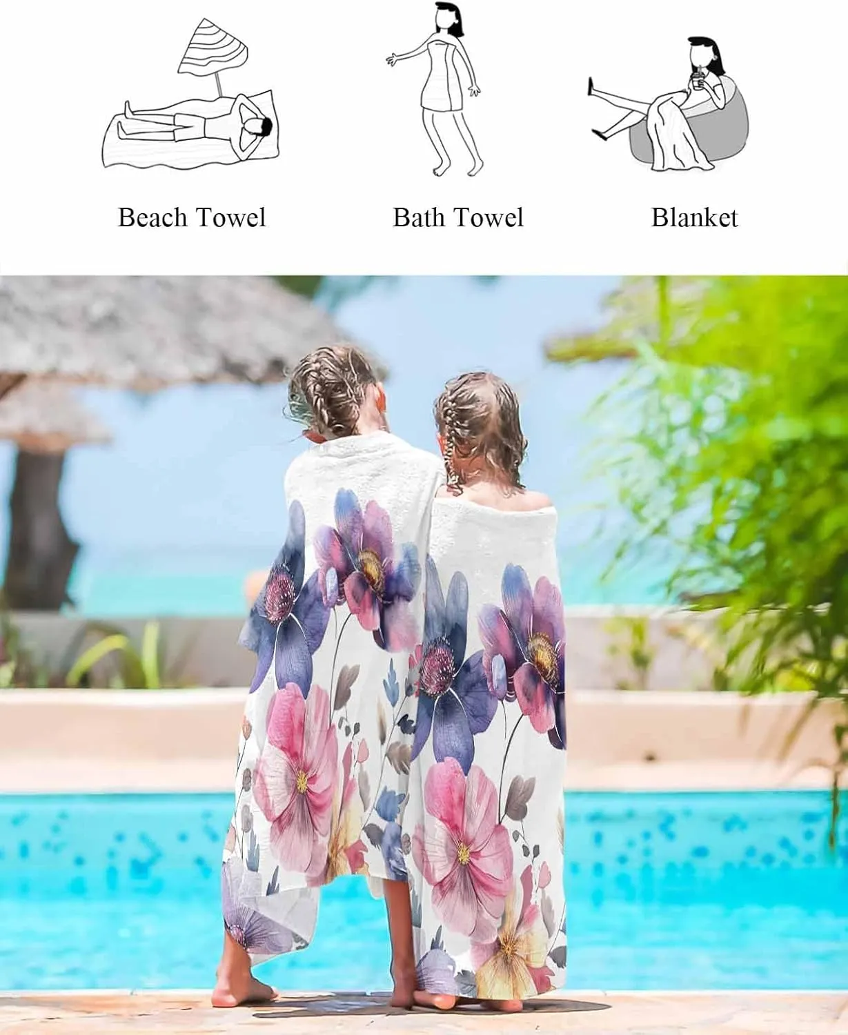 Spring Country Beach Towel 30"x60" Microfiber Beach Towels Oversized Sand Free Quick Dry Beach Towel/Bath Towels/Yoga Towel/Pool Towels/Travel Towel for Women Men Girls Kids-Wild Flowers
