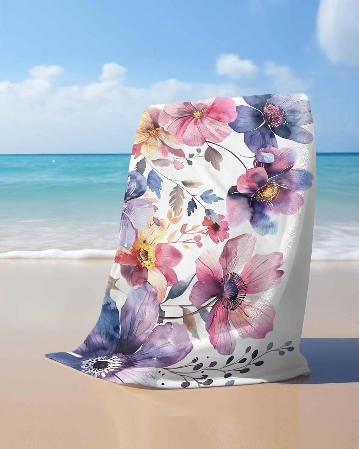 Spring Country Beach Towel 30"x60" Microfiber Beach Towels Oversized Sand Free Quick Dry Beach Towel/Bath Towels/Yoga Towel/Pool Towels/Travel Towel for Women Men Girls Kids-Wild Flowers