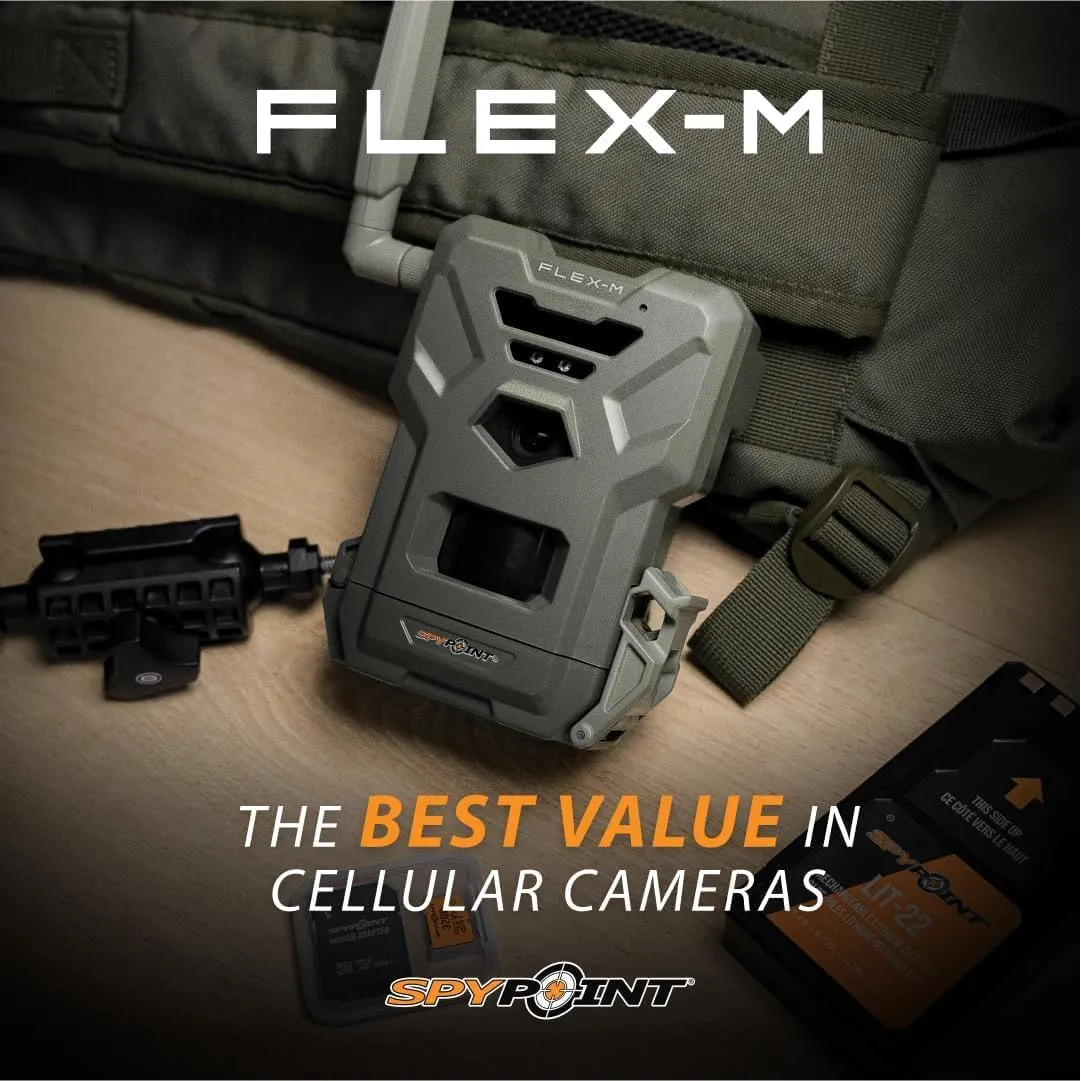SPYPOINT Flex-M Twin Pack Cellular Trail Cameras - 2 SD Cards Included, Best Hunting Accessories, No WiFi Needed, GPS, Night Vision, IP65 Water-Resistant, 28MP Photos, & 720p Videos   Sound (2)