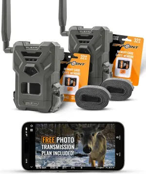 SPYPOINT Flex-M Twin Pack Cellular Trail Cameras - 2 SD Cards Included, Best Hunting Accessories, No WiFi Needed, GPS, Night Vision, IP65 Water-Resistant, 28MP Photos, & 720p Videos   Sound (2)