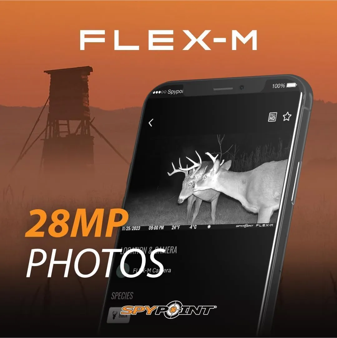 SPYPOINT Flex-M Twin Pack Cellular Trail Cameras - Best Hunting Accessories, No WiFi Needed, GPS, Night Vision, Dual-Sim LTE, IP65 Water-Resistant Game Camera, 28MP Photos, 720p Videos   Sound (2)