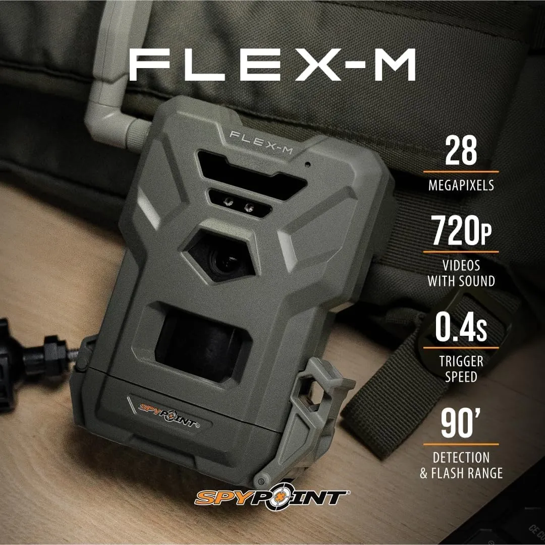SPYPOINT Flex-M Twin Pack Cellular Trail Cameras - Best Hunting Accessories, No WiFi Needed, GPS, Night Vision, Dual-Sim LTE, IP65 Water-Resistant Game Camera, 28MP Photos, 720p Videos   Sound (2)