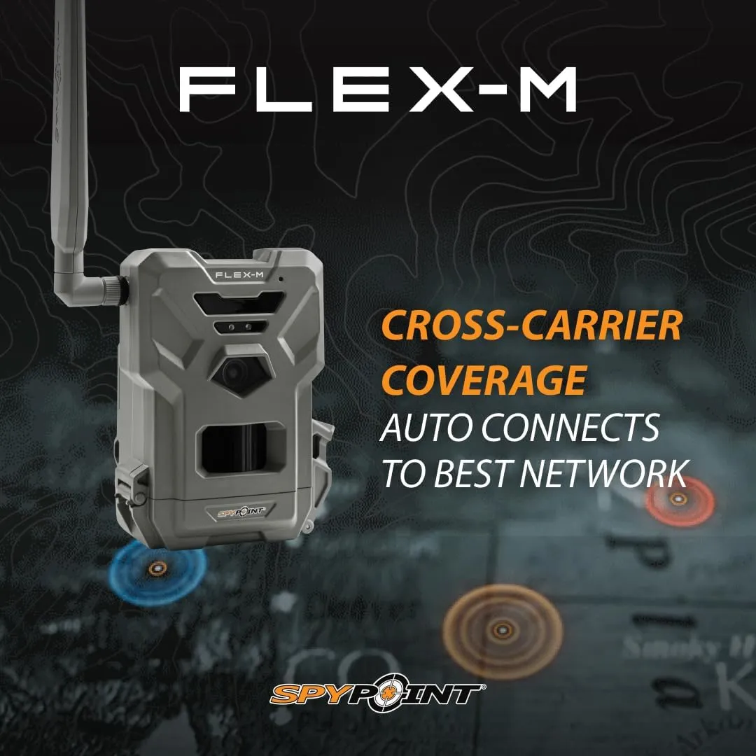 SPYPOINT Flex-M Twin Pack Cellular Trail Cameras - Best Hunting Accessories, No WiFi Needed, GPS, Night Vision, Dual-Sim LTE, IP65 Water-Resistant Game Camera, 28MP Photos, 720p Videos   Sound (2)