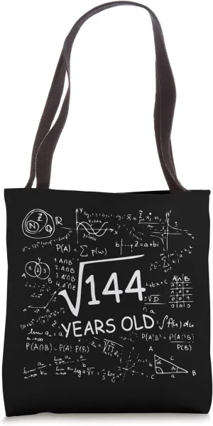 Square root of 144 Math Calculation School 12 years old Tote Bag