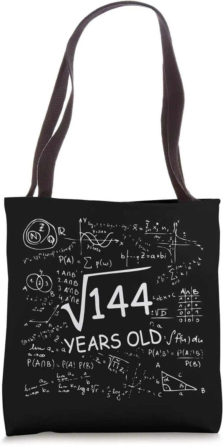 Square root of 144 Math Calculation School 12 years old Tote Bag