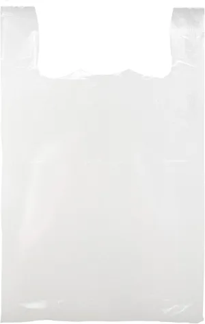SSWBasics Large White Plastic T-Shirt Shopping Bags (Case of 500) - 18" x 8" x 30” - Perfect for Restaurant, Retail, Grocery, Takeout - Made of High Density Polyethylene Plastic (HDPE)